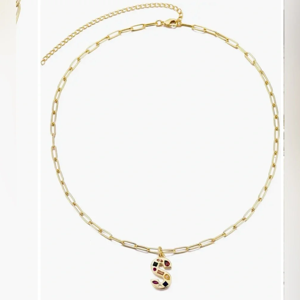 Adornia Brass / 14K Gold Plated “S” Initial Necklace NWT - Picture 3 of 4